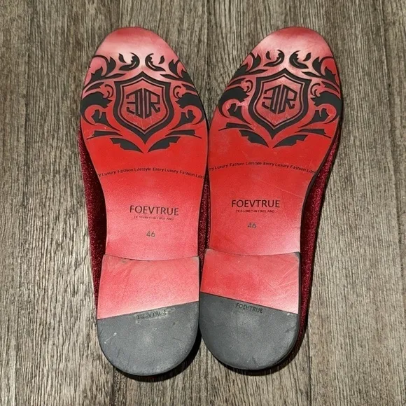 Foevtrue Velvet Gold Buckle Fashion Handmade Loafers Wine