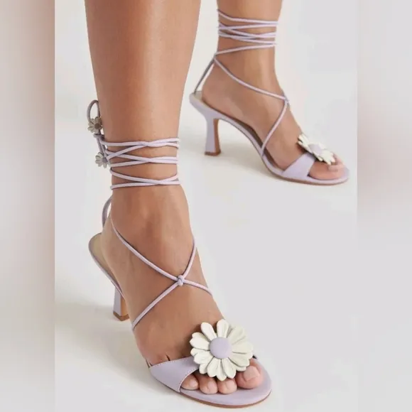 FOR LOVE AND LEMONS X DOLCE VITA Size 8.5 Daizy Purple Wrap Ankle Heels Sandals