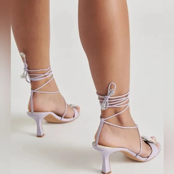 FOR LOVE AND LEMONS X DOLCE VITA Size 8.5 Daizy Purple Wrap Ankle Heels Sandals