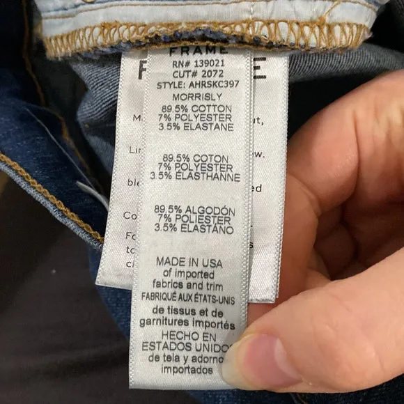 Frame Ali High-rise Distressed Cigarette Jeans In Morrisly wash size 28