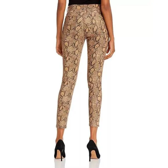 Frame Le High Jeans Coated Python High Rise Skinny Fit Crop Brown Tan NWT 25
