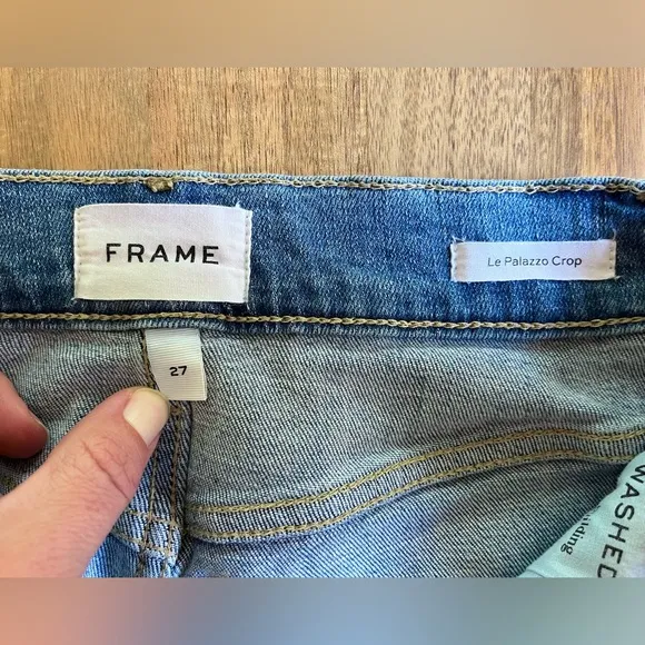 FRAME Le Palazzo Raw Hem Crop Jeans - Color Jonah - Size 27