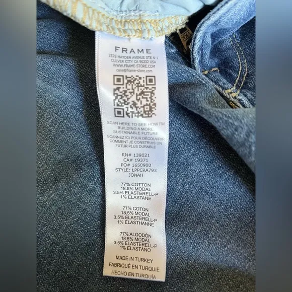 FRAME Le Palazzo Raw Hem Crop Jeans - Color Jonah - Size 27