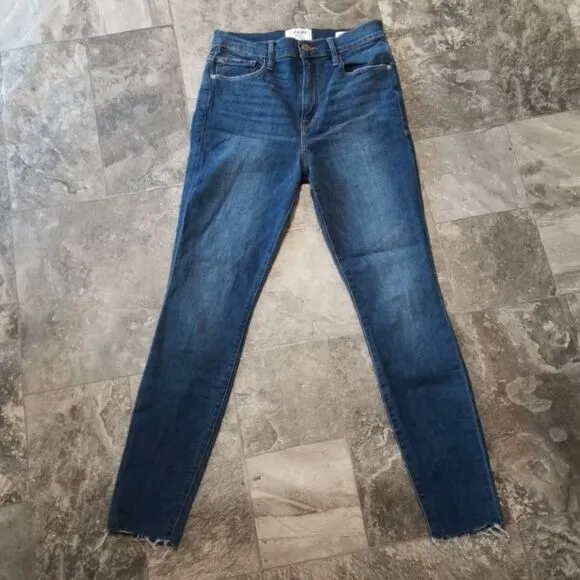 Frame Ali High Rise Skinny Cigarette Raw Jeans 26
