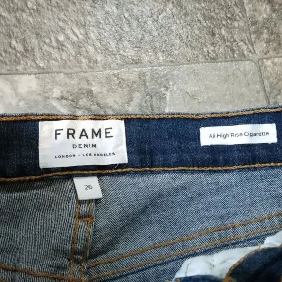Frame Ali High Rise Skinny Cigarette Raw Jeans 26