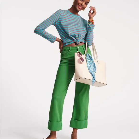 Frances Valentine Green Cropped Ankle Jeans
