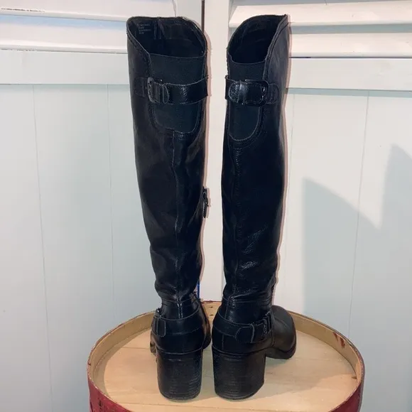Franco Sarto black leather knee high boots sz 9M