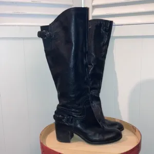 Franco Sarto black leather knee high boots sz 9M