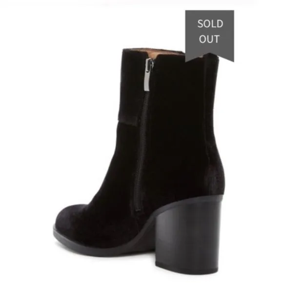 Franco Sarto Black Velvet Boots Owens Booties Suede Size 5.5M New in Box $149.00