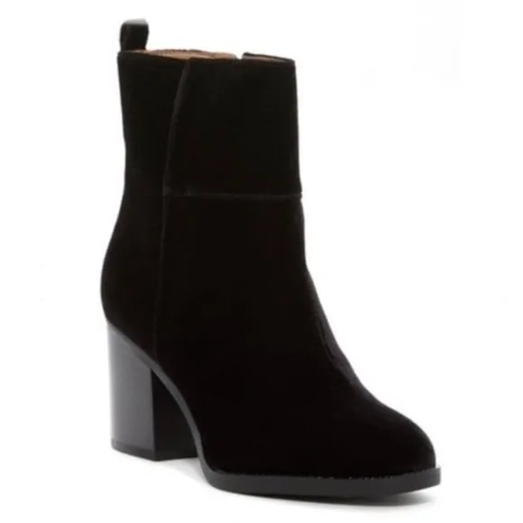 Franco Sarto Black Velvet Boots Owens Booties Suede Size 5.5M New in Box $149.00