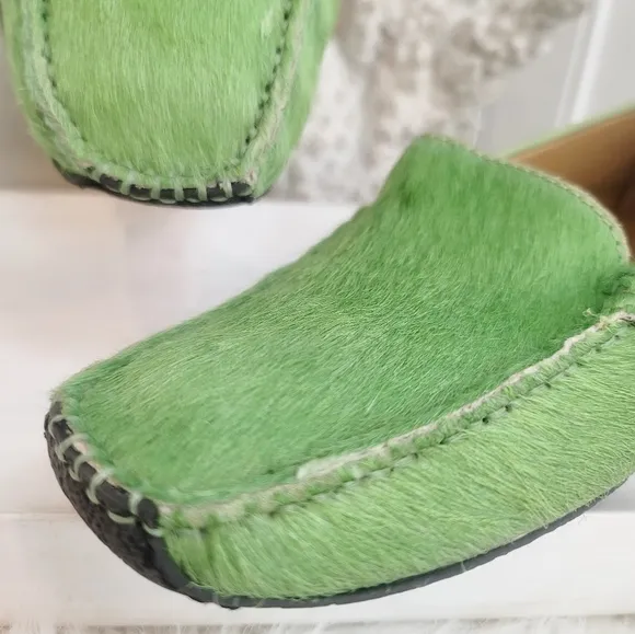 FRANCO SARTO CELADON GREEN GENUINE CALF HAIR LOAFERS SIZE 7.5 M