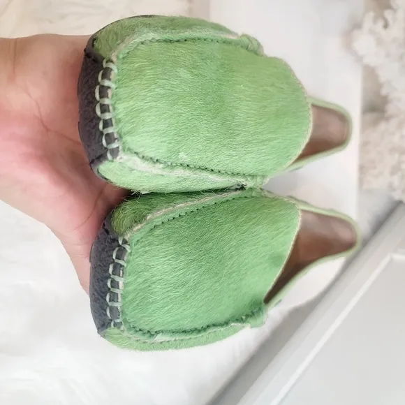 FRANCO SARTO CELADON GREEN GENUINE CALF HAIR LOAFERS SIZE 7.5 M