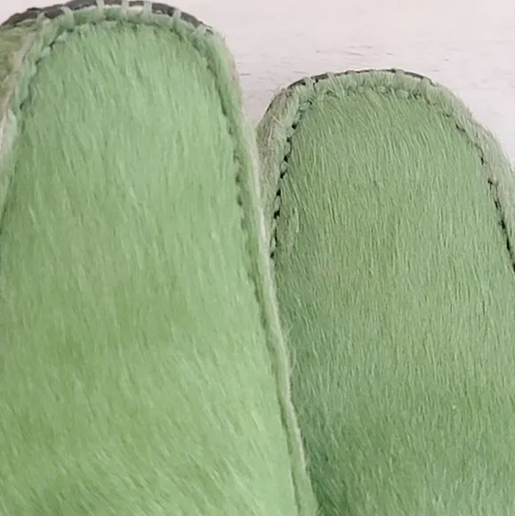 FRANCO SARTO CELADON GREEN GENUINE CALF HAIR LOAFERS SIZE 7.5 M