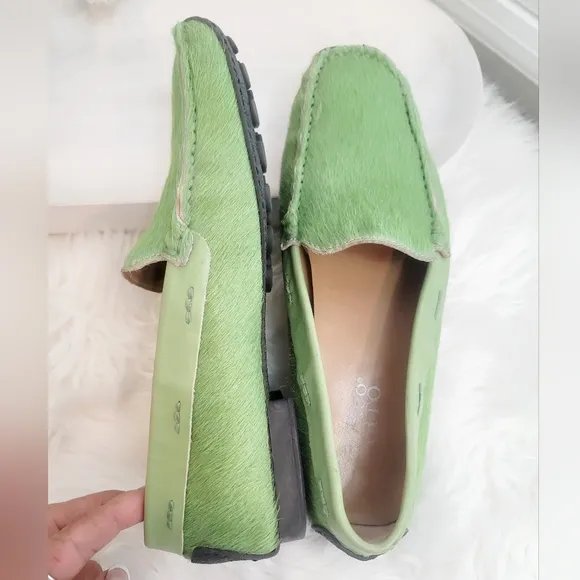FRANCO SARTO CELADON GREEN GENUINE CALF HAIR LOAFERS SIZE 7.5 M
