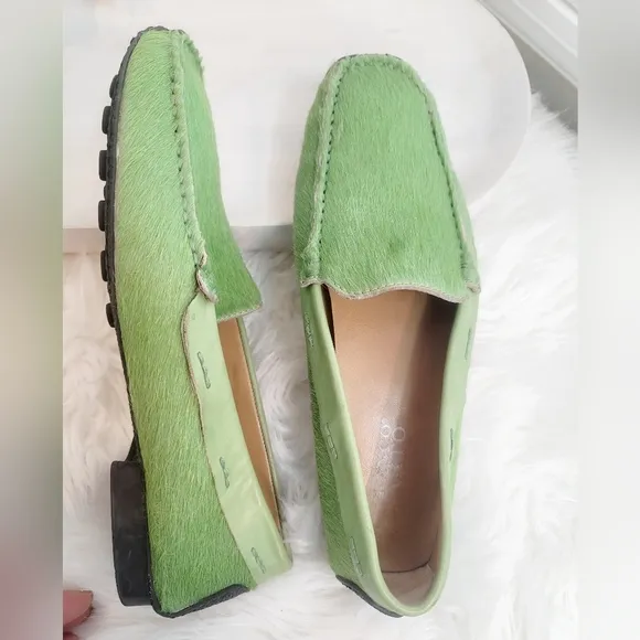 FRANCO SARTO CELADON GREEN GENUINE CALF HAIR LOAFERS SIZE 7.5 M