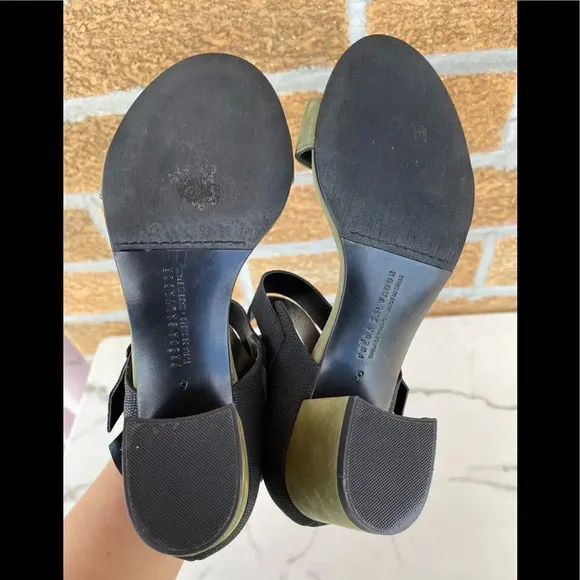 Frēda Salvador Military Green/Black Suede Cage Sandals Size 9