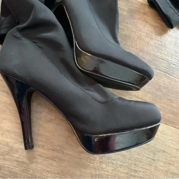 Frederick’s of Hollywood thigh high black boots