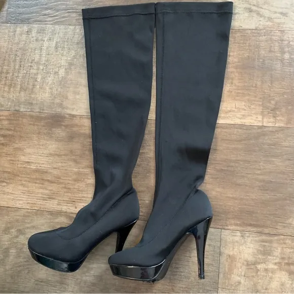 Frederick’s of Hollywood thigh high black boots