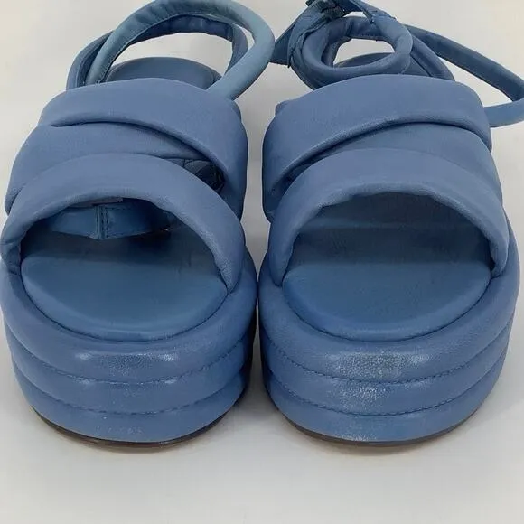 Free People 8/38 Carnival Cobalt Harper Flatform Sandals Wrap Ankle Strap C4-4