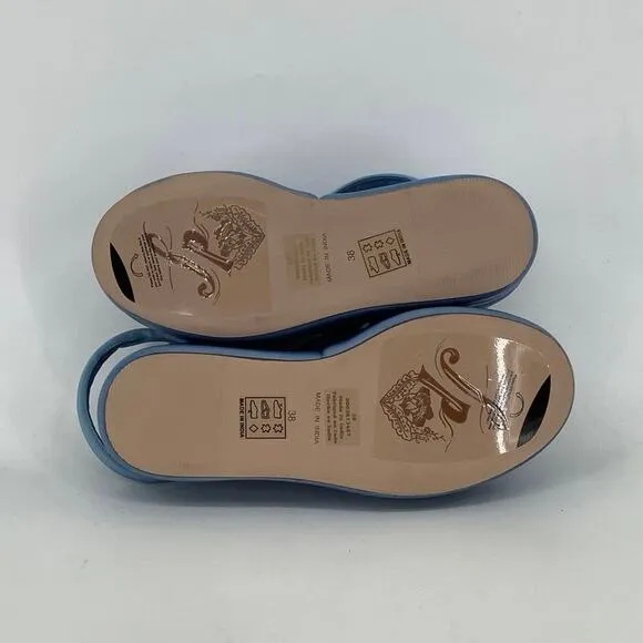 Free People 8/38 Carnival Cobalt Harper Flatform Sandals Wrap Ankle Strap C4-4