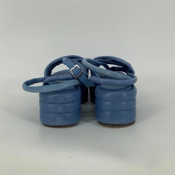 Free People 8/38 Carnival Cobalt Harper Flatform Sandals Wrap Ankle Strap C4-4