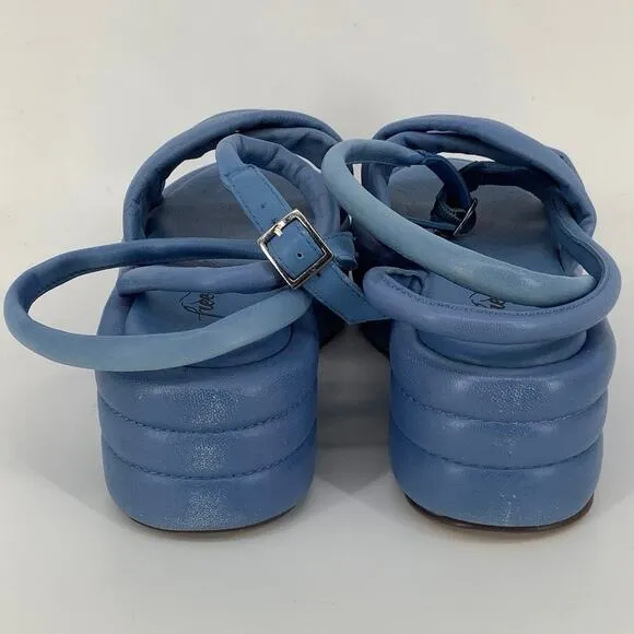 Free People 8/38 Carnival Cobalt Harper Flatform Sandals Wrap Ankle Strap C4-4