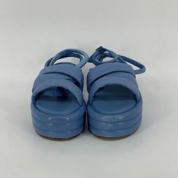 Free People 8/38 Carnival Cobalt Harper Flatform Sandals Wrap Ankle Strap C4-4