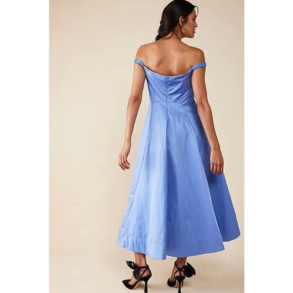 Free People Alinda Dress Ruched Off The Shoulder Fit and Flare Midi Size 2 NWOT