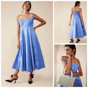 Free People Alinda Dress Ruched Off The Shoulder Fit and Flare Midi Size 2 NWOT