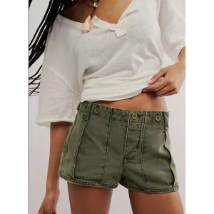 Free People All Yours Micro Cargo Shorts Lichen Green Cotton Size 6 NEW $98.00