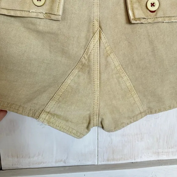 Free People All Yours Micro Mini Shorts Khaki Size 12 Utility Cargo NWOT