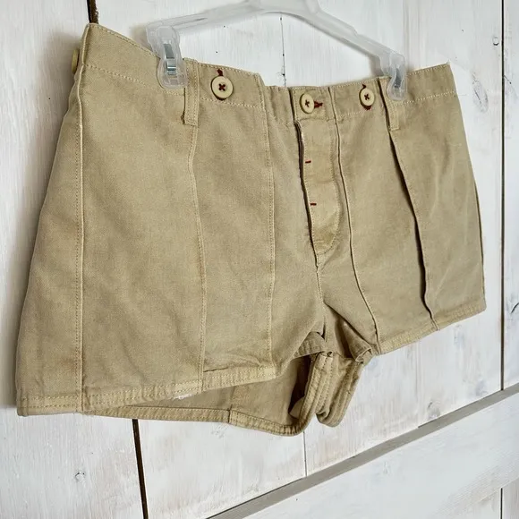 Free People All Yours Micro Mini Shorts Khaki Size 12 Utility Cargo NWOT