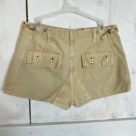 Free People All Yours Micro Mini Shorts Khaki Size 12 Utility Cargo NWOT