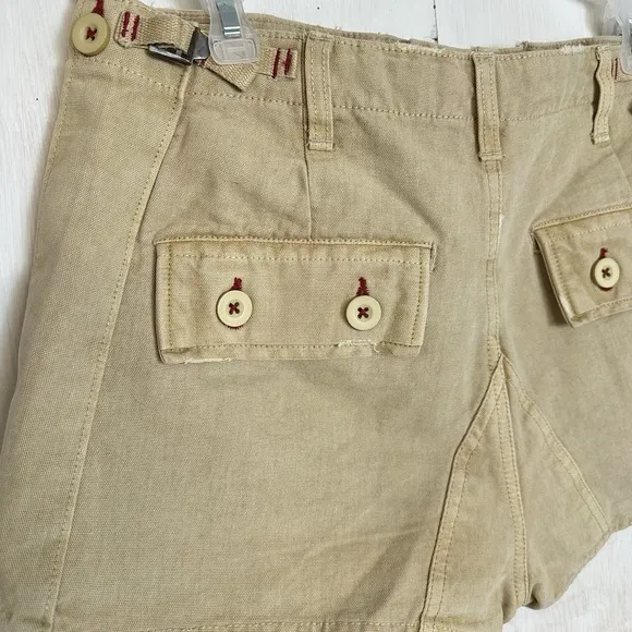 Free People All Yours Micro Mini Shorts Khaki Size 12 Utility Cargo NWOT