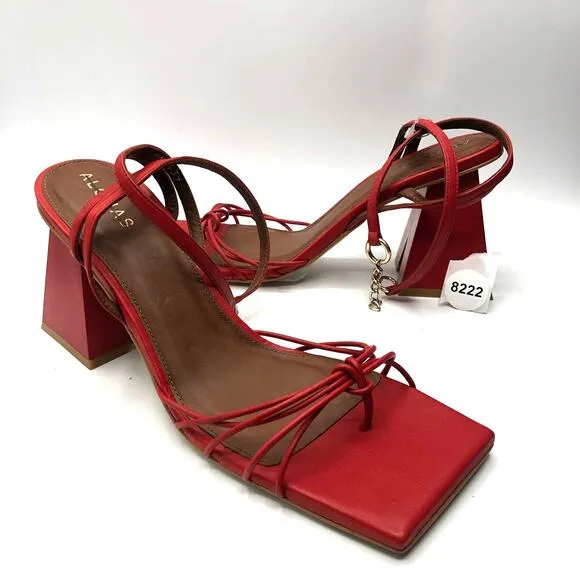 Free People Alohas Cactus Ankle Strap  Block Heel Leather Sandals Red 41 / 11