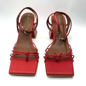 Free People Alohas Cactus Ankle Strap  Block Heel Leather Sandals Red 41 / 11