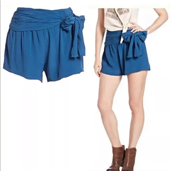Free People Blue Wrap Shorts