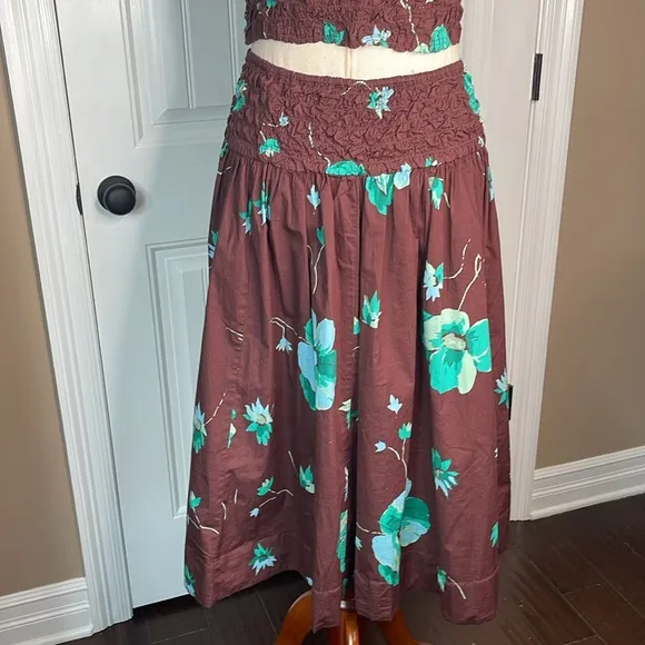Free People Carino Printed Set in French Chocolate Combo Sz M