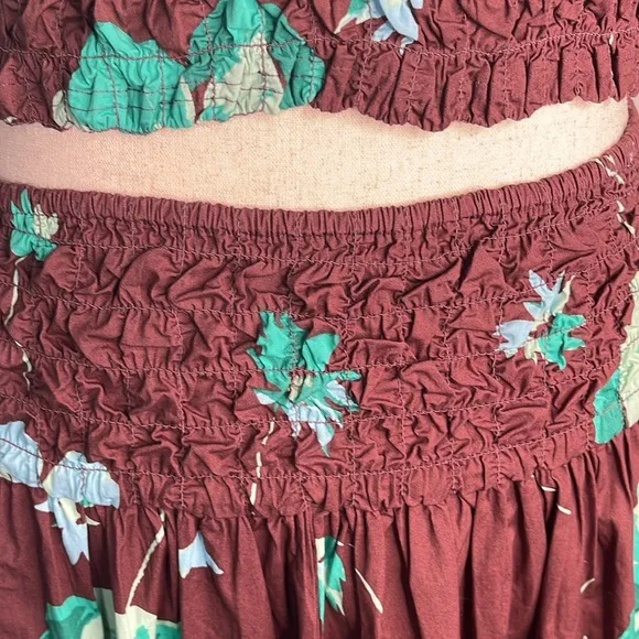 Free People Carino Printed Set in French Chocolate Combo Sz M
