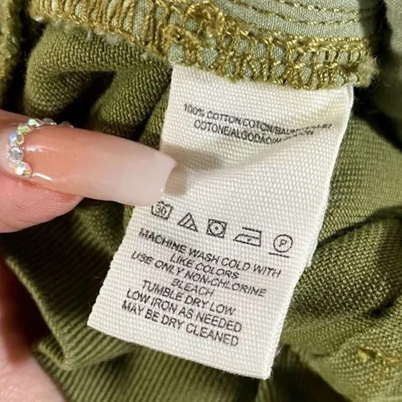 FREE PEOPLE CINDY UTILITY SHORTS PAPER BAG WAIST MOSS SIZE 6 GREEN