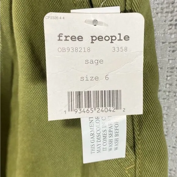 FREE PEOPLE CINDY UTILITY SHORTS PAPER BAG WAIST MOSS SIZE 6 GREEN