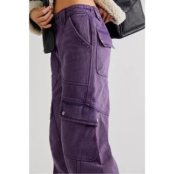 Free People Come And Get It Utility Pants Size XS New Relaxed Cargo 100% Cotton