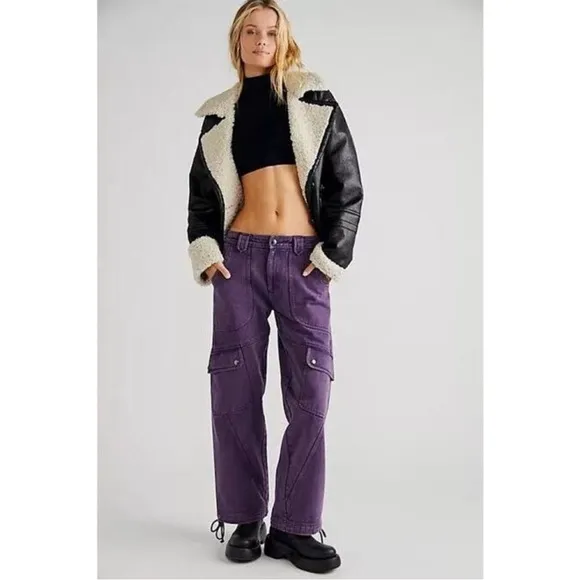 Free People Come And Get It Utility Pants Size XS New Relaxed Cargo 100% Cotton