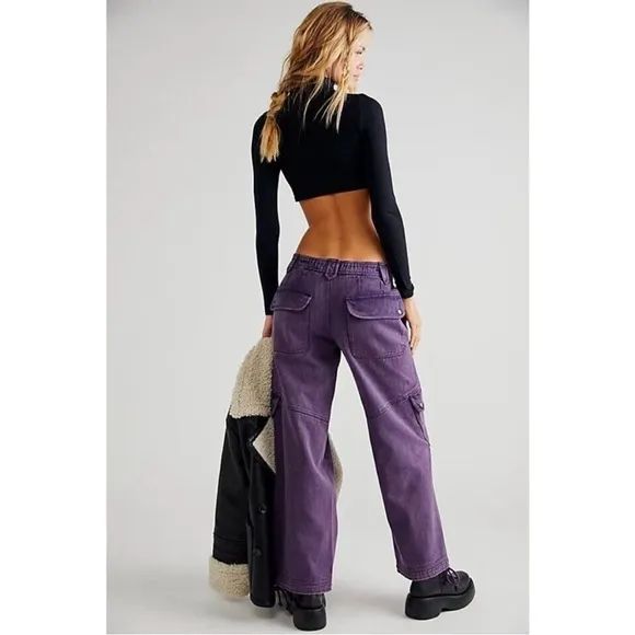 Free People Come And Get It Utility Pants Size XS New Relaxed Cargo 100% Cotton