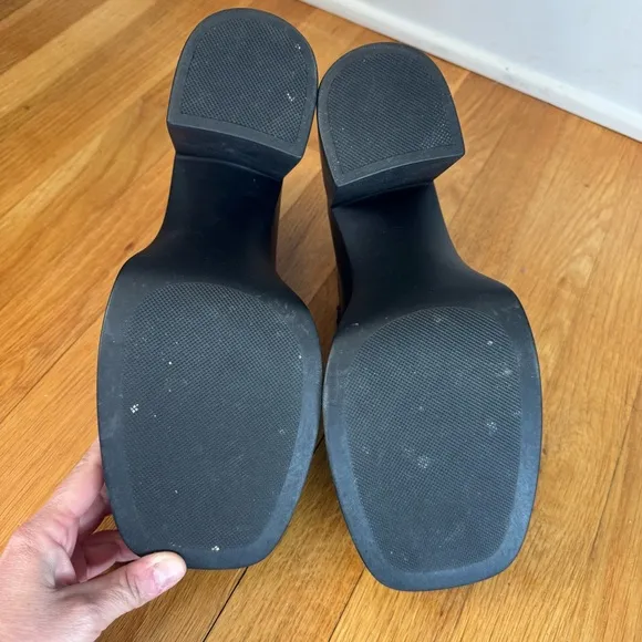 Free People Double‎ Stack Platform Black Leather Horsebit Loafers. Women’s  10