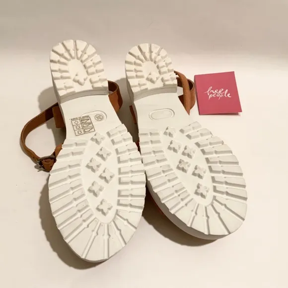 Free People Essex Brown Taupe Suede White Platform Summer Ankle Strap Sandals 38