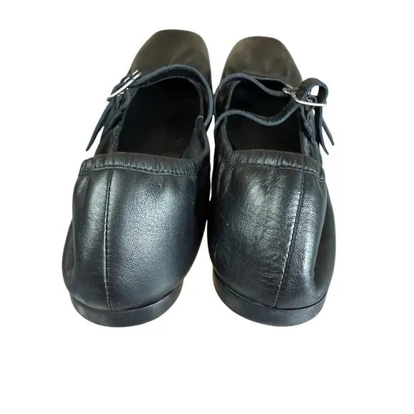Free People Gemini Ballet Flats Black Leather Double Strap Mary Jane Size 9