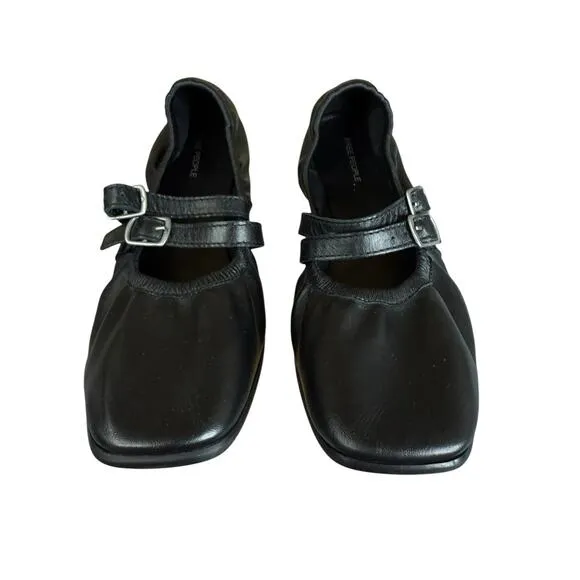Free People Gemini Ballet Flats Black Leather Double Strap Mary Jane Size 9