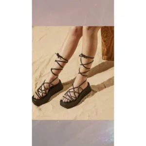 Free People Georgie Wrap Platform Sandals, Black, Size 9-9.5