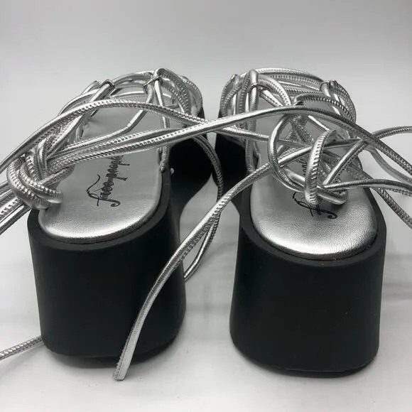 Free people Georgie Wrap Wedge Sandals Silver  Size EU 39 / US 9